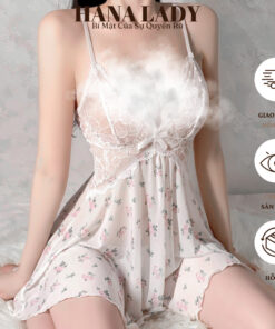 Váy Ngủ Nữ Sexy - Đầm Ngủ Voan Lụa Phối Ren Xuyên Thấu Họa Tiết Hoa Nhí Gợi Cảm VN593 13