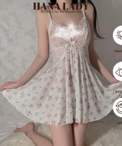 Váy Ngủ Nữ Sexy - Đầm Ngủ Voan Lụa Phối Ren Xuyên Thấu Họa Tiết Hoa Nhí Gợi Cảm VN593 10