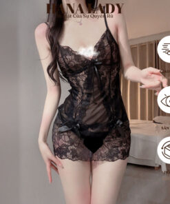 Váy Ngủ Ren Nữ - Đầm Ngủ Ren Xuyên Thấu Sexy Đính Nơ Đan Dây Lưng Quyến Rũ VN594 10
