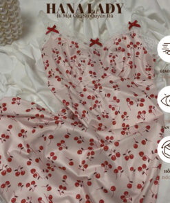 Váy Ngủ Sexy - Đầm Ngủ Thun Màu Hồng Dễ Thương Phối Ren Nơ Họa Tiết Cherry Quyến Rũ VN591 16