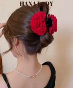 Kẹp Tóc Càng Cua Hoa Hồng Ren Mềm Phong Cách Tiểu Thư Bánh Bèo Cho Nữ PKT042 11