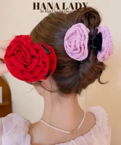 Kẹp Tóc Càng Cua Hoa Hồng Ren Mềm Phong Cách Tiểu Thư Bánh Bèo Cho Nữ PKT042 10