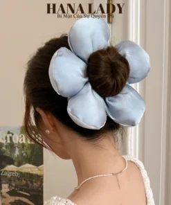 Cột Tóc Buộc Tóc Scrunchies Bông Hoa To Phồng Màu Pastel Dễ Thương PKT051 11