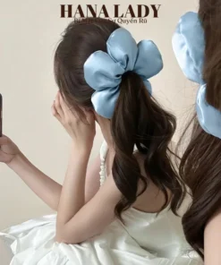 Cột Tóc Buộc Tóc Scrunchies Bông Hoa To Phồng Màu Pastel Dễ Thương PKT051 9