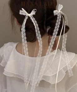 Kẹp Tóc Ruy Băng Càng Cua Mini Nơ Ren Dáng Dài Phong Cách Dễ Thương PKT043 11