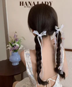 Kẹp Tóc Ruy Băng Càng Cua Mini Nơ Ren Dáng Dài Phong Cách Dễ Thương PKT043 10