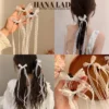 Kẹp Tóc Ruy Băng Càng Cua Mini Nơ Ren Dáng Dài Phong Cách Dễ Thương PKT043 2