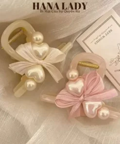 Kẹp Tóc Càng Cua Đính Charm Nơ Trái Tim Dịu Dàng Nữ Tính PKT047 12