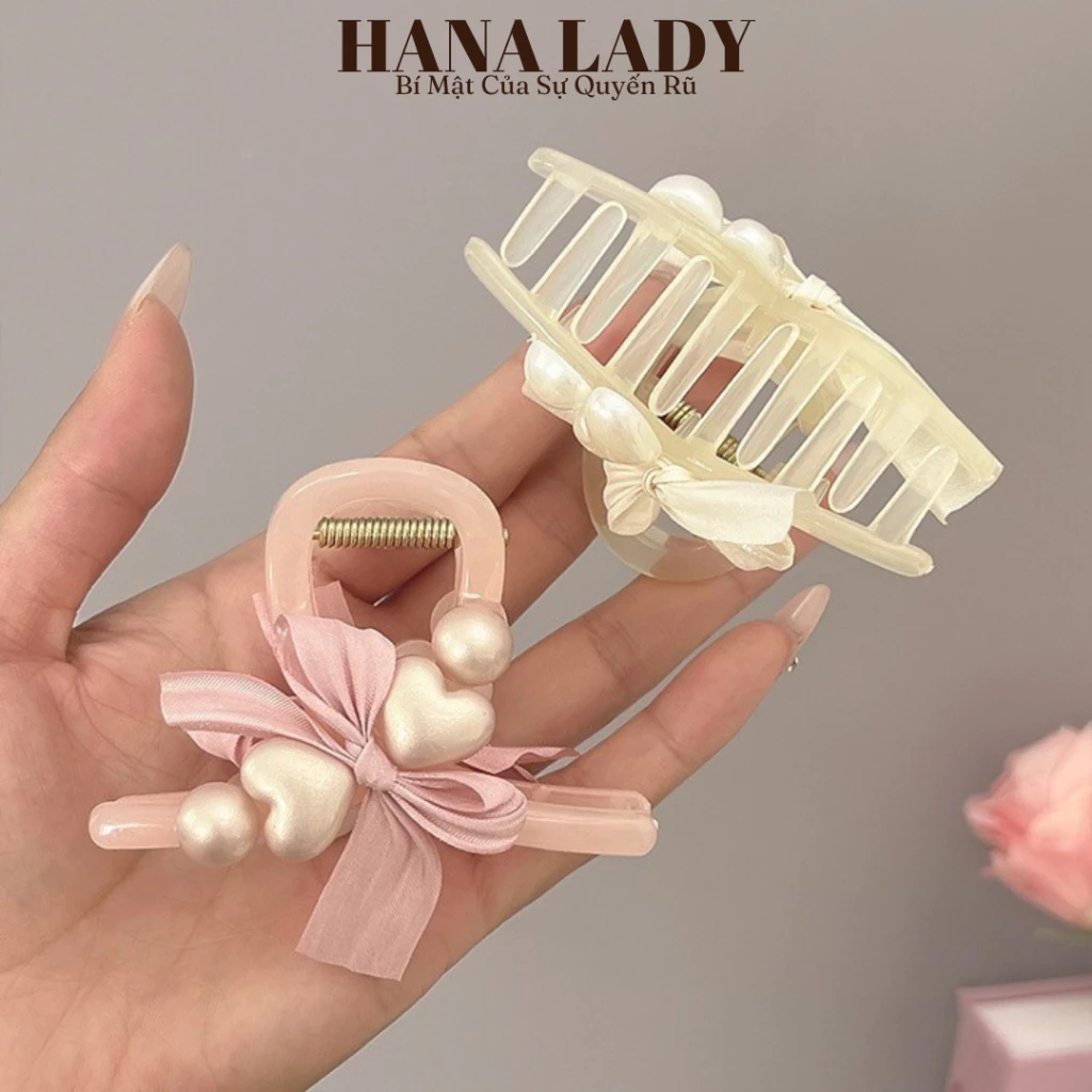 Kẹp Tóc Càng Cua Đính Charm Nơ Trái Tim Dịu Dàng Nữ Tính PKT047 15