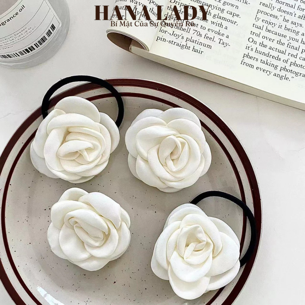 Dây Cột Tóc, Kẹp Tóc Hoa Hồng Trắng Sang Trọng Phong Cách Hàn Quốc PKT048 16