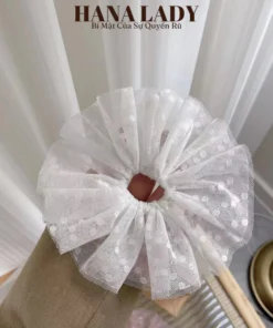 Scrunchies Lưới - Cột Tóc Scrunchies Voan Lưới Xòe Cỡ Lớn Chấm Bi Dễ Thương PKT050 10