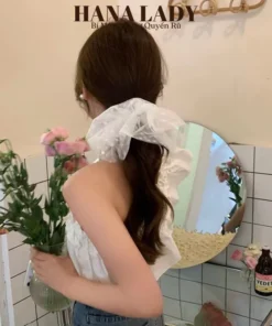Scrunchies Lưới - Cột Tóc Scrunchies Voan Lưới Xòe Cỡ Lớn Chấm Bi Dễ Thương PKT050 9