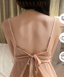 Váy Ngủ Nữ Sexy - Đầm Ngủ Voan Lụa Phối Ren Xuyên Thấu Cột Dây Lưng Gợi Cảm VN01 14