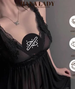 Váy Ngủ Nữ Xuyên Thấu Sexy - Đầm Ngủ Dáng Xòe Voan Lụa Mềm Mịn Quyến Rũ Viền Ren Kèm Quần VN023 12