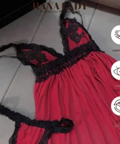 Váy Ngủ Nữ Xuyên Thấu Sexy - Đầm Ngủ Dáng Xòe Voan Lụa Mềm Mịn Quyến Rũ Viền Ren Kèm Quần VN023 11