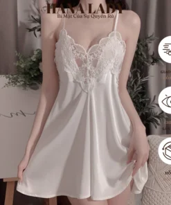 Váy Ngủ Lụa Phối Ren Hoa Nổi Cao Cấp - Đầm Ngủ Nữ Dáng Xòe Quyến Rũ VN600 11