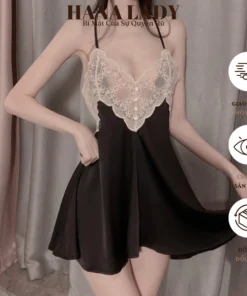Váy Ngủ Lụa Phối Ren Hoa Nổi Cao Cấp - Đầm Ngủ Nữ Dáng Xòe Quyến Rũ VN600 10