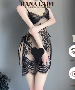 Váy Ngủ Ren Hoa Nổi Xuyên Thấu Sexy - Đầm Ngủ Hở Lưng Gợi Cảm Kèm Quần Lọt Khe VN598 10