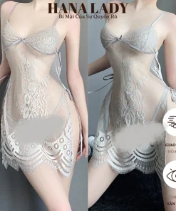 Váy Ngủ Ren Hoa Nổi Xuyên Thấu Sexy - Đầm Ngủ Hở Lưng Gợi Cảm Kèm Quần Lọt Khe VN598 8