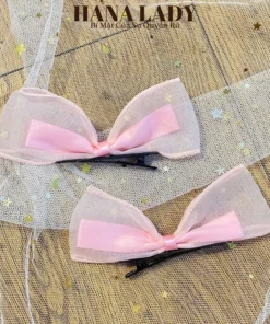Kẹp Tóc Nữ - 1 Cặp Kẹp Mái Voan Nơ Dễ Thương Phong Cách Hàn Quốc PKT049 12