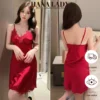 Váy Ngủ Lụa Sexy - Đầm Lụa 2 Dây Mặc Nhà Phối Ren Cao Cấp Quyến Rũ VN604 1