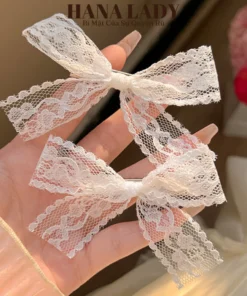 Kẹp Tóc - Kẹp Mái Nơ Ren Trắng Tiểu Thư Lolita Ngọt Ngào PKT057 10