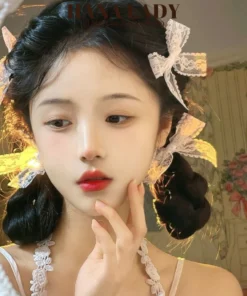 Kẹp Tóc - Kẹp Mái Nơ Ren Trắng Tiểu Thư Lolita Ngọt Ngào PKT057 11