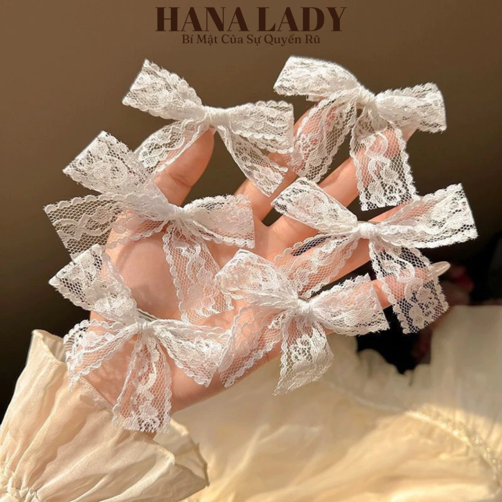 Kẹp Tóc - Kẹp Mái Nơ Ren Trắng Tiểu Thư Lolita Ngọt Ngào PKT057 12