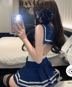 Đồ Ngủ Cosplay Sexy - Set Bodysuit Hở Đáy Kèm Váy Cosplay Nữ Sinh Thủy Thủ Gợi Cảm CP324 9