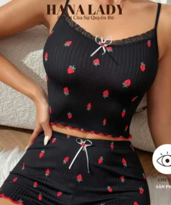 Bộ Ngủ Thun - Đồ Ngủ 2 Dây Họa Tiết Nhí Dễ Thương Ôm Body Quyễn Rũ 15