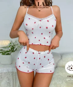 Bộ Ngủ Thun - Đồ Ngủ 2 Dây Họa Tiết Nhí Dễ Thương Ôm Body Quyễn Rũ 14