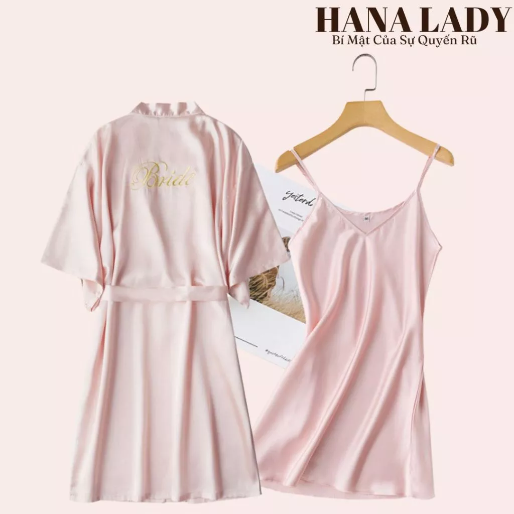 Váy Ngủ Có Áo Choàng - Đầm Ngủ Khoác Lụa Kimono Mềm Mại VN61245 18