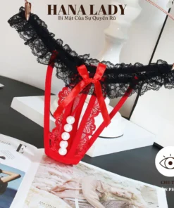 Quần Lót Ren Sexy - Quần Lọt Khe Dây Ren Phối Ngọc Xẻ Đáy Quyến Rũ LK154 7