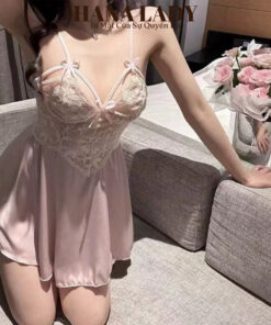 Váy Ngủ 2 Dây - Đầm Ngủ Lụa Dáng Xòe Đính Nơ Phối Ren Quyến Rũ VN622 19