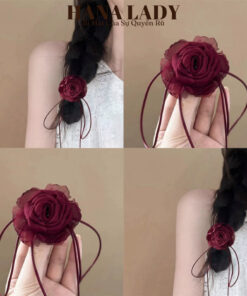 Dây Hoa Buộc Tóc - Choker Hoa Hồng Nhiều Cánh, Phụ Kiện Tóc Cổ Điển PKT067 9