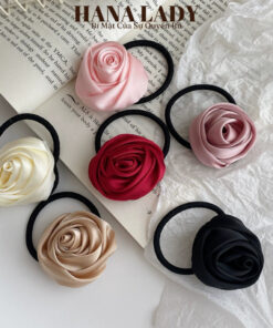 Dây Buộc Tóc Nữ Hoa Hồng Pháp Lụa Dịu Dàng Thanh Lịch PKT064 8