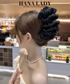 Kẹp Tóc Càng Cua Hoa Hồng Bèo Nhún Nhiều Lớp Cỡ Lớn Cho Nữ 9