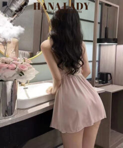 Váy Ngủ 2 Dây - Đầm Ngủ Lụa Dáng Xòe Đính Nơ Phối Ren Quyến Rũ VN622 15