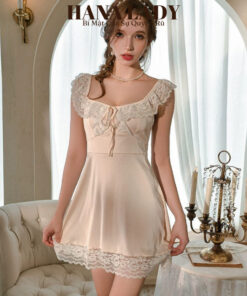 Đầm Ngủ Lụa Tiểu Thư Nhẹ Nhàng Phối Ren Bèo Hở Lưng Quyến Rũ Gợi Cảm VN620 12