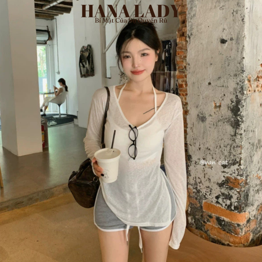 Áo Thun Giấy Tay Dài Lệch Vai Oversize Xẻ Tà Mặc Ngoài Bikini HotTrend VN624 9 Áo Thun Giấy Tay Dài Lệch Vai Oversize Xẻ Tà Mặc Ngoài Bikini HotTrend VN624 15