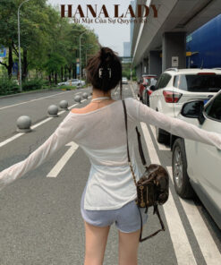 Áo Thun Giấy Tay Dài Lệch Vai Oversize Xẻ Tà Mặc Ngoài Bikini HotTrend VN624 12