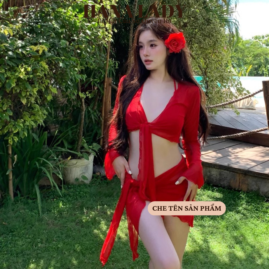 Set Bikini Đi Biển Kèm Choàng Voan - Đồ Tắm Nữ 4 Món Sexy Gợi Cảm BN166 14