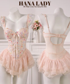 Váy Ngủ Ren Xòe Họa Tiết Hoa Nhí - Đầm Ngủ Corset Định Hình Tôn Dáng Kèm Quần Chip VN625 15
