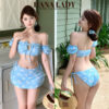 Bikini Đi Biển - Đồ Tắm Trễ Vai Kèm Chân Váy Họa Tiết Hoa Nhí Dễ Thương BN165 1