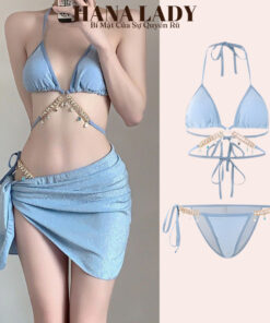 Đồ Tắm Nữ Sexy - Bikini 3 Mảnh, Màu Baby Blue Lấp Lánh Phối Dây Charm Xinh BN159 11