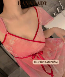 Đồ Ngủ Nữ Sexy - Váy Ngủ Voan Xuyên Thấu Trễ Vai Kèm Quần Lọt Khe CP298 9