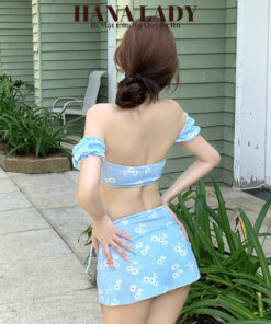 Bikini Đi Biển - Đồ Tắm Trễ Vai Kèm Chân Váy Họa Tiết Hoa Nhí Dễ Thương BN165 13
