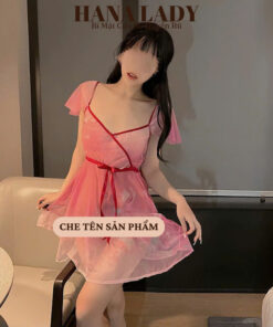 Đồ Ngủ Nữ Sexy - Váy Ngủ Voan Xuyên Thấu Trễ Vai Kèm Quần Lọt Khe CP298 8