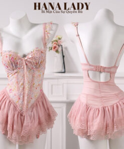 Váy Ngủ Ren Xòe Họa Tiết Hoa Nhí - Đầm Ngủ Corset Định Hình Tôn Dáng Kèm Quần Chip VN625 12