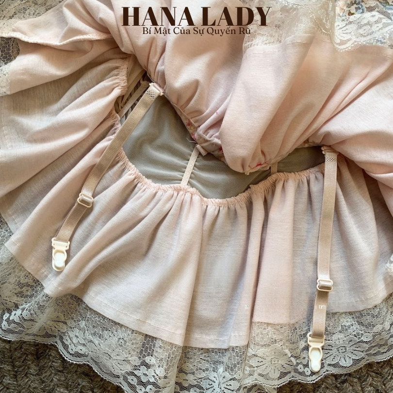 Váy Ngủ Ren Xòe Họa Tiết Hoa Nhí - Đầm Ngủ Corset Định Hình Tôn Dáng Kèm Quần Chip VN625 18